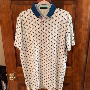 Stylish Polo with Blue Collar and Pattern